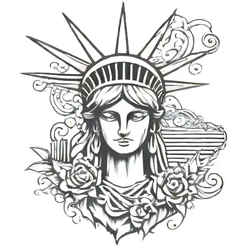 statue of liberty with anonymous mask  tattoo design idea
