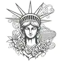 statue of liberty with anonymous mask  tattoo design idea