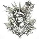 statue of liberty with anonymous mask  tattoo design idea