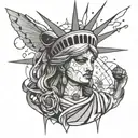statue of liberty with anonymous mask  tattoo design idea