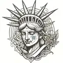 statue of liberty with anonymous mask  tattoo design idea