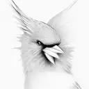 gray cardinal black and white hyperreal  tattoo design idea