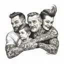 dad with his son and daughter with  tattoo design idea