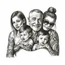 dad with his son and daughter with  tattoo design idea