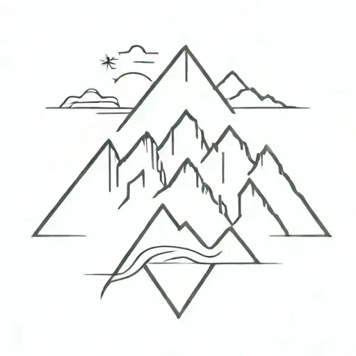 Simple Mountain Range Outiline with GPS Coordinates below it tattoo design idea