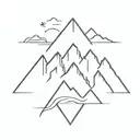 Simple Mountain Range Outiline with GPS Coordinates below it tattoo design idea