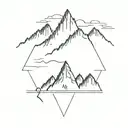 Simple Mountain Range Outiline with GPS Coordinates below it tattoo design idea