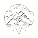 Simple Mountain Range Outiline with GPS Coordinates below it tattoo design idea