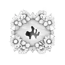 paw print with flowers  tattoo design idea