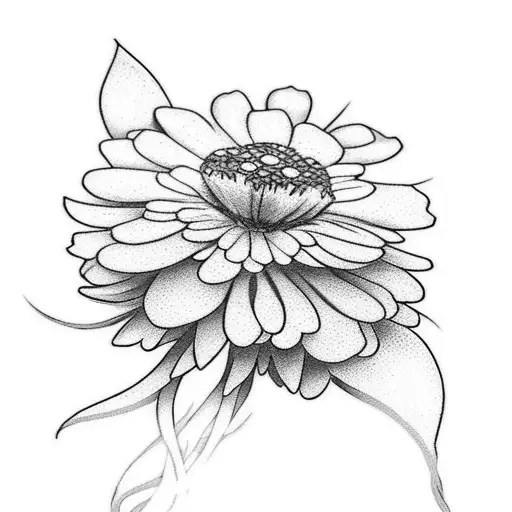 A maternal tattoo design featuring daisies and carnations intertwined with baby footprints tattoo design idea
