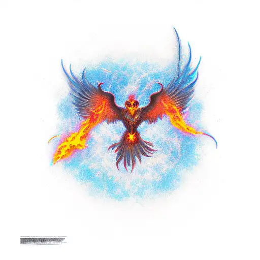 Phoenix in flames tattoo design idea