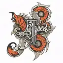 Wolfpack calligraphy letters connected by a chain link  tattoo design idea