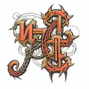 Wolfpack calligraphy letters connected by a chain link  tattoo design idea