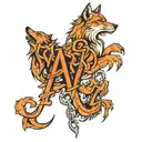 Wolfpack calligraphy letters connected by a chain link  tattoo design idea