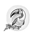 black and white toucan with tropical floral tattoo design idea