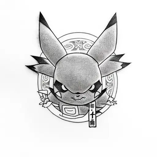 pikachu batman tattoo design idea