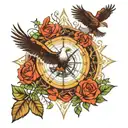eagle compass lantern rose tree of Lebanon faith tattoo design idea