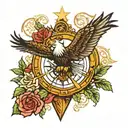 eagle compass lantern rose tree of Lebanon faith tattoo design idea