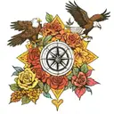 eagle compass lantern rose tree of Lebanon faith tattoo design idea