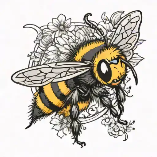 bumble bee with name tattoo design idea