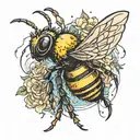 bumble bee with name tattoo design idea
