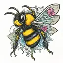 bumble bee with name tattoo design idea