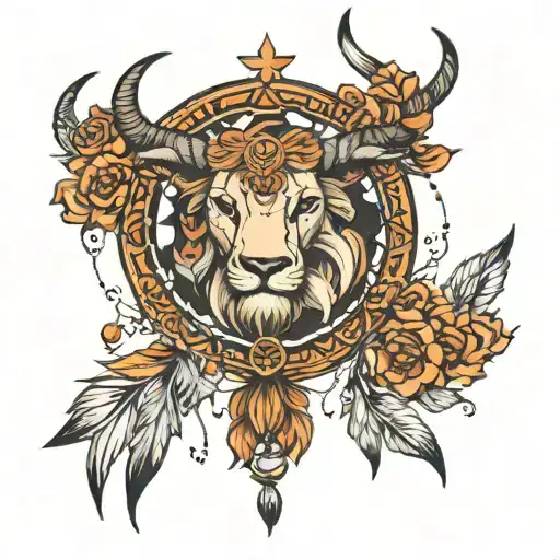 Leo, Taurus, dream catcher tattoo design idea