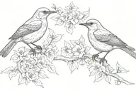 2 northern mockingbirds flying tattoo design idea