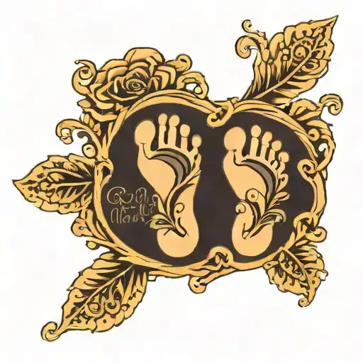 baby foot print with name tattoo design idea