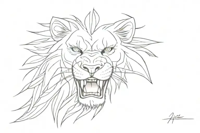 lion head angry   tattoo design idea
