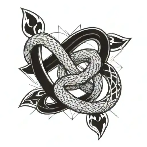 A stylized cross intertwined with a snake, symbolizing the balance between good and evil tattoo design idea