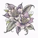 trips and violet flower tattoo design idea