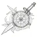 Compass and chef's knife tattoo design idea