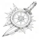 Compass and chef's knife tattoo design idea