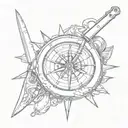 Compass and chef's knife tattoo design idea