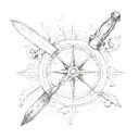Compass and chef's knife tattoo design idea
