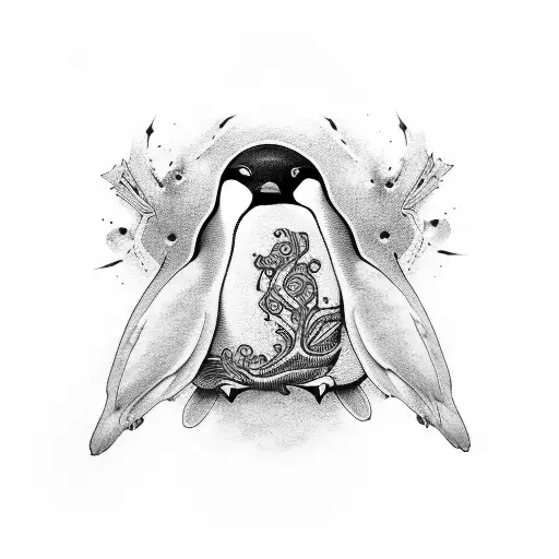 crazy pengiun tattoo design idea