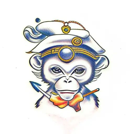 cute girl monkey  tattoo design idea