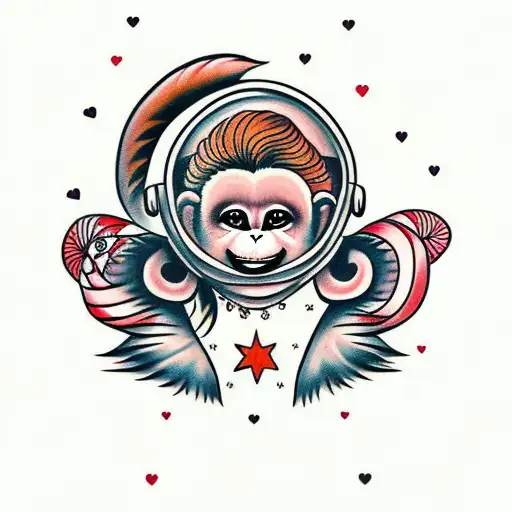 cute girl monkey  tattoo design idea