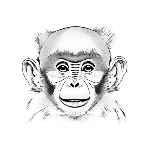 cute baby girl monkey  tattoo design idea
