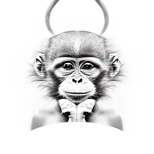 cute girl monkey  tattoo design idea