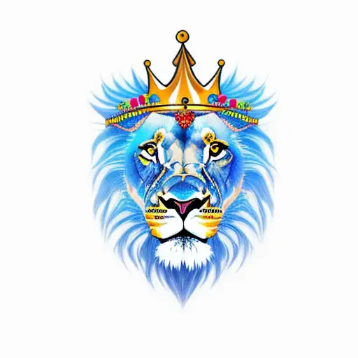 full body lion wearing a crown tattoo design idea