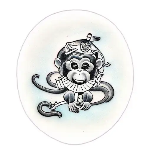 cute girl monkey  tattoo design idea