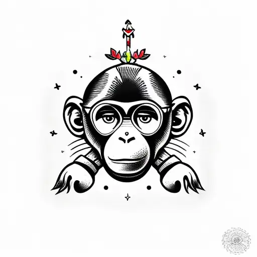 cute girl monkey  tattoo design idea