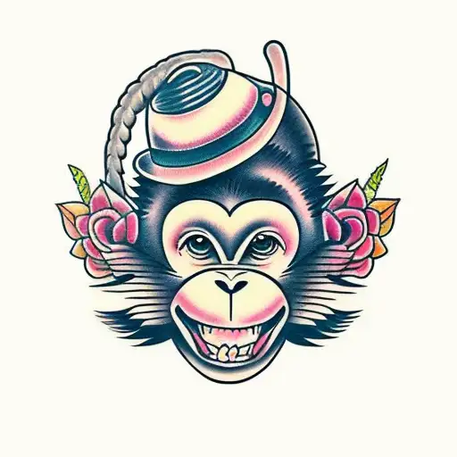 cute girl monkey  tattoo design idea