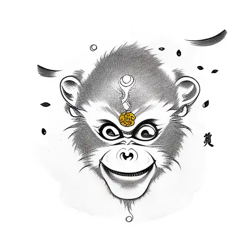 cute girl monkey  tattoo design idea