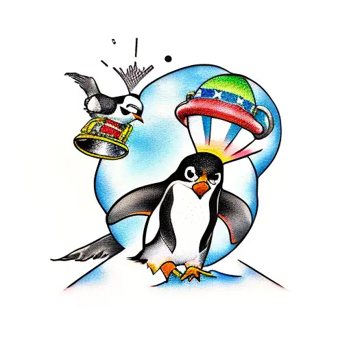 adhd penguin tattoo design idea