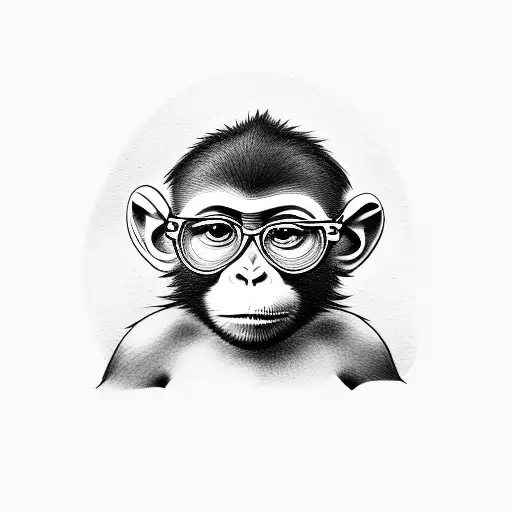 glasses baby girl monkey  tattoo design idea