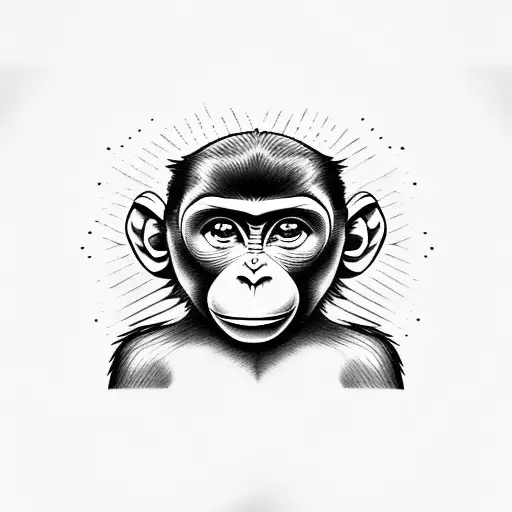 baby girl monkey  tattoo design idea