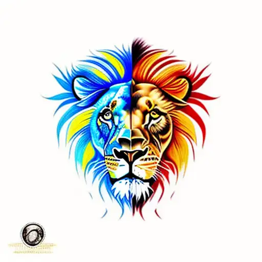 full body lion and lioness tattoo design idea